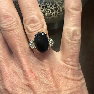 Costume Gold and Onyx Ring